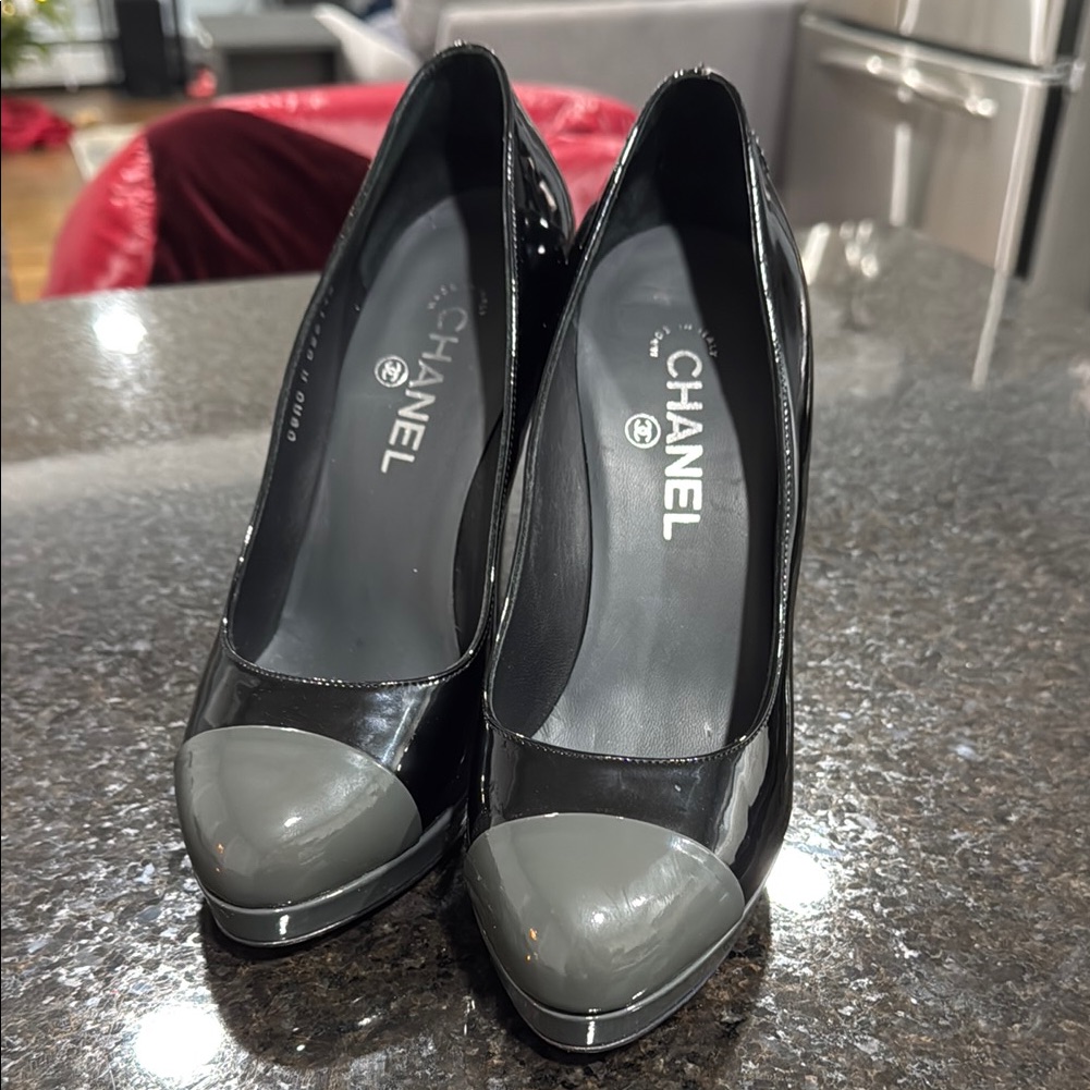 Chanel Black And Gray Women's Heels